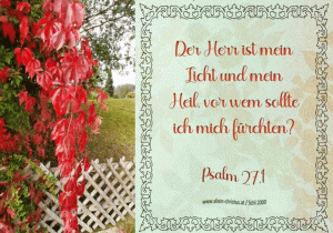 Psalm 27,1 - Der Herr ist mein Licht und mein Heil, vor wem sollte ich mich fürchten?