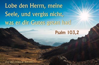Psalm 103,2 - Lobe den Herrn, meine Seele, und vergiss nicht, was er dir Gutes getan hat